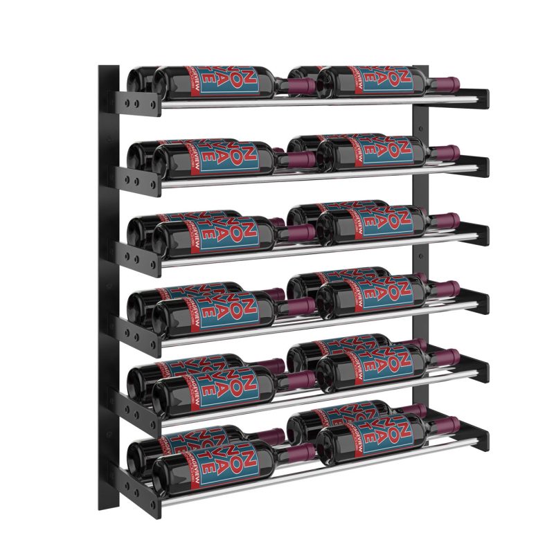 VintageView Evolution Wine Wall 30 2C Wall Mounted Wine Rack System 24 Bottles Matte Black Chrome