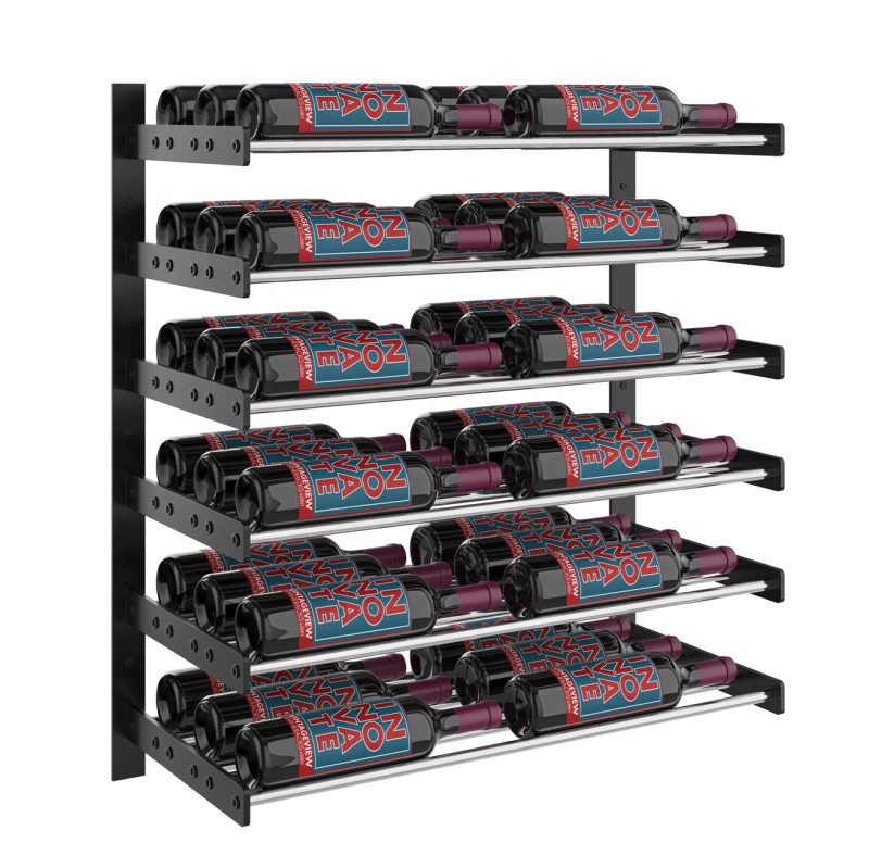 VintageView Evolution Wine Wall 30 2C Wall Mounted Wine Rack System 36 Bottles Matte Black Chrome