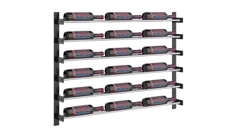 VintageView Evolution Wine Wall 30 Wall Mounted Wine Rack System 18 Bottles Matte Black Chrome