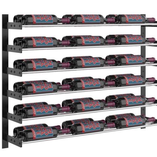 VintageView Evolution Wine Wall 30 Wall Mounted Wine Rack System 36 Bottles Matte Black Chrome