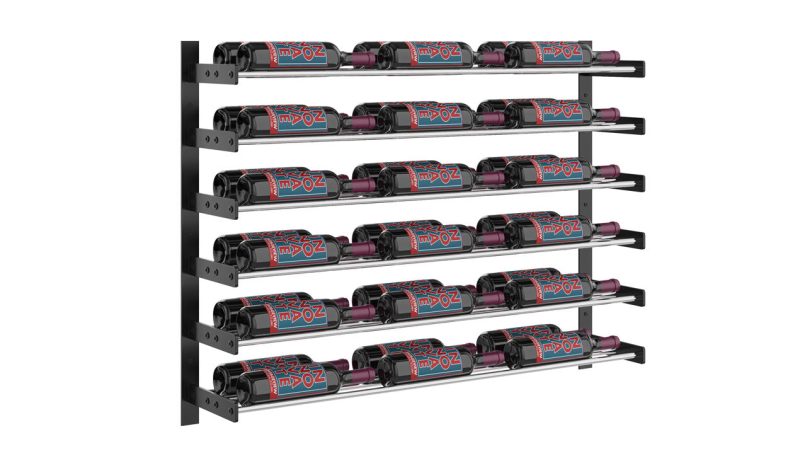 VintageView Evolution Wine Wall 30 Wall Mounted Wine Rack System 36 Bottles Matte Black Chrome