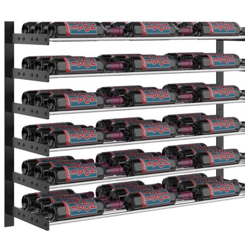 VintageView Evolution Wine Wall 30 Wall Mounted Wine Rack System 54 Bottles Matte Black Chrome