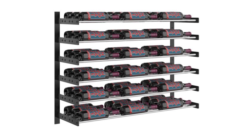 VintageView Evolution Wine Wall 30 Wall Mounted Wine Rack System 54 Bottles Matte Black Chrome