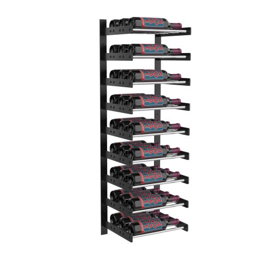 VintageView Evolution Wine Wall 45 1C Wall Mounted Wine Rack System 27 Bottles Matte Black Chrome