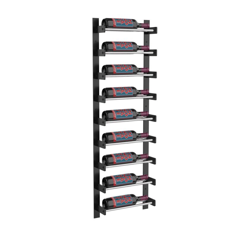 VintageView Evolution Wine Wall 45 1C Wall Mounted Wine Rack System 9 Bottles Matte Black Chrome