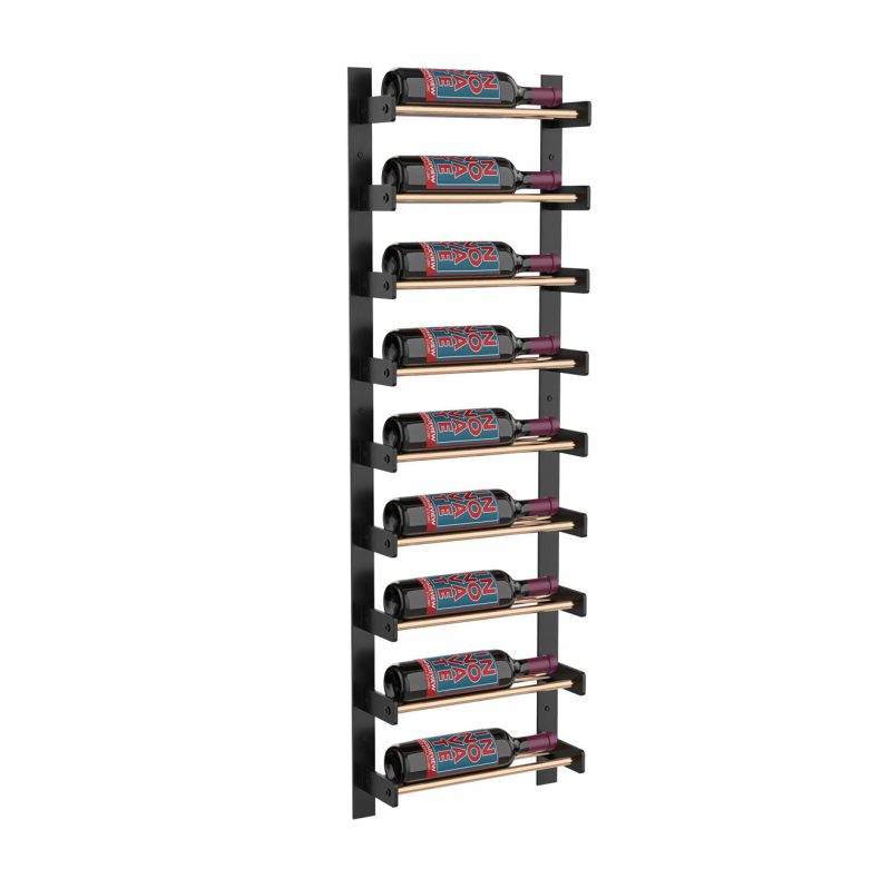 VintageView Evolution Wine Wall 45 1C Wall Mounted Wine Rack System 9 Bottles Matte Black Golden Bronze