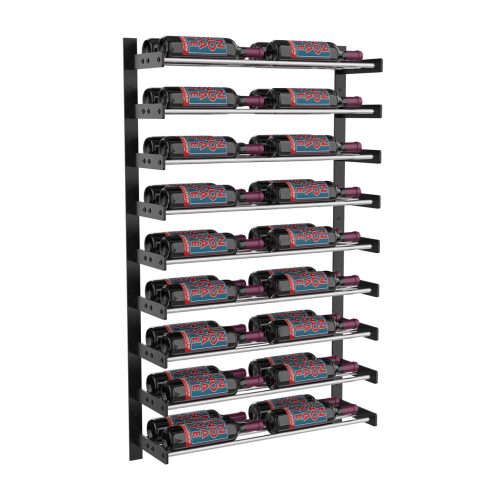 VintageView Evolution Wine Wall 45 2C Wall Mounted Wine Rack System 36 Bottles Matte Black Chrome