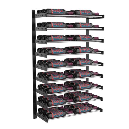 VintageView Evolution Wine Wall 45 2C Wall Mounted Wine Rack System 54 Bottles Matte Black Chrome