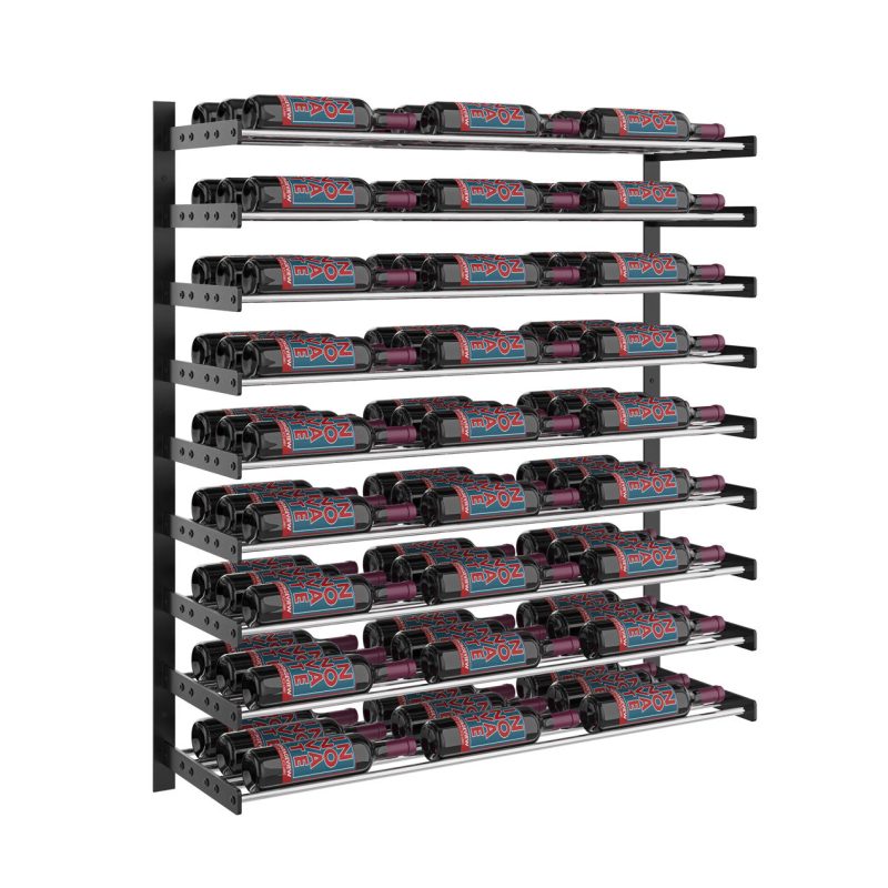 VintageView Evolution Wine Wall 45 3C Wall Mounted Wine Rack System 81 Bottles Matte Black Chrome