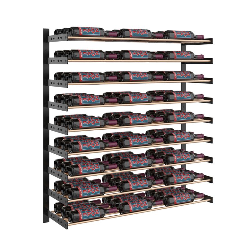 VintageView Evolution Wine Wall 45 3C Wall Mounted Wine Rack System 81 Bottles Matte Black Golden Bronze