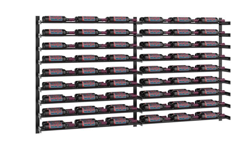 VintageView Evolution Wine Wall 45 Wall Mounted Wine Rack Kit 108 Bottles Matte Black