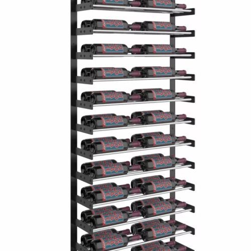 VintageView Evolution Wine Wall 75 2C Wall Mounted Wine Rack Kit Matte Black Chrome 60 Bottles