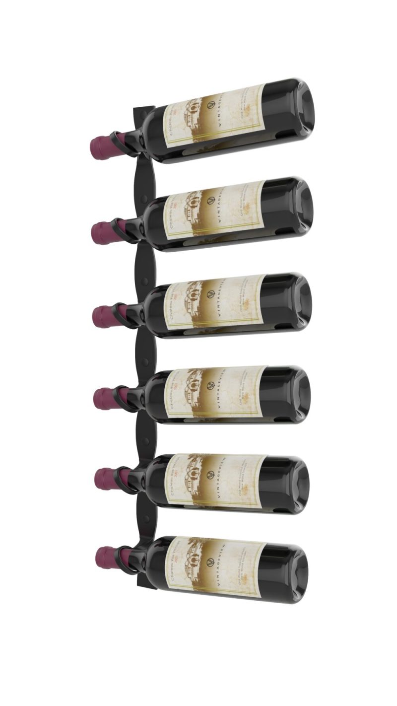 VintageView Helix Single 30 minimalist wall mounted metal wine rack kit Right Matte Black