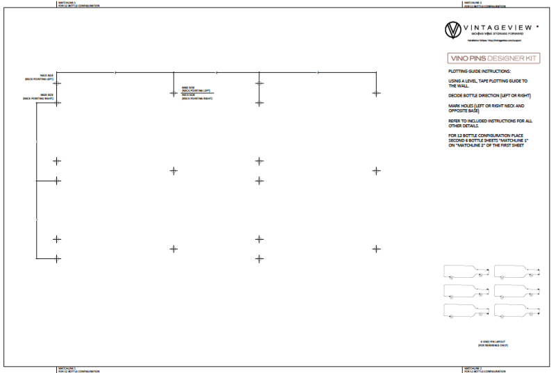 VintageView Vino Pins 6 Bottles 36 inch Plotting Guide