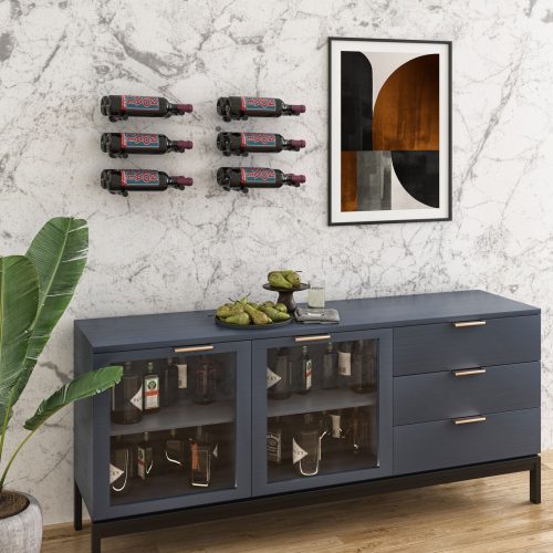 VintageView Vino Pins Designer Kit 6 Bottles Layout Wall Mounted Wine Rack Display Example 1