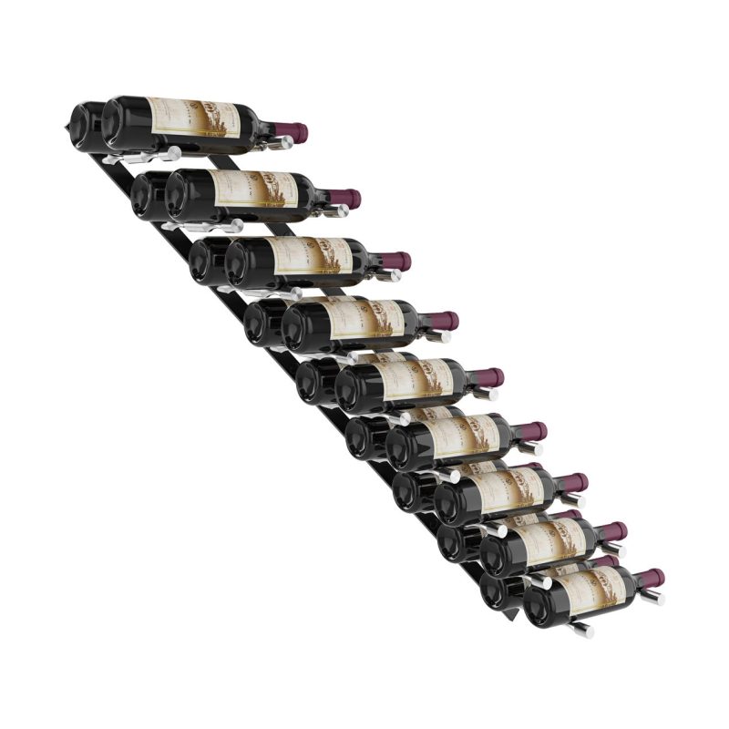 VintageView Vino Pins Flex Wall Mounted Metal Wine Rack 18 Bottles Matte Black Aluminum1