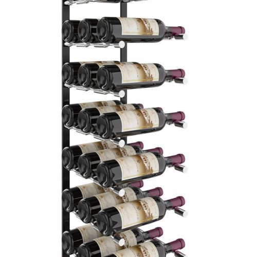 VintageView Vino Pins Flex Wall Mounted Metal Wine Rack 27 Bottles Matte Black Aluminum