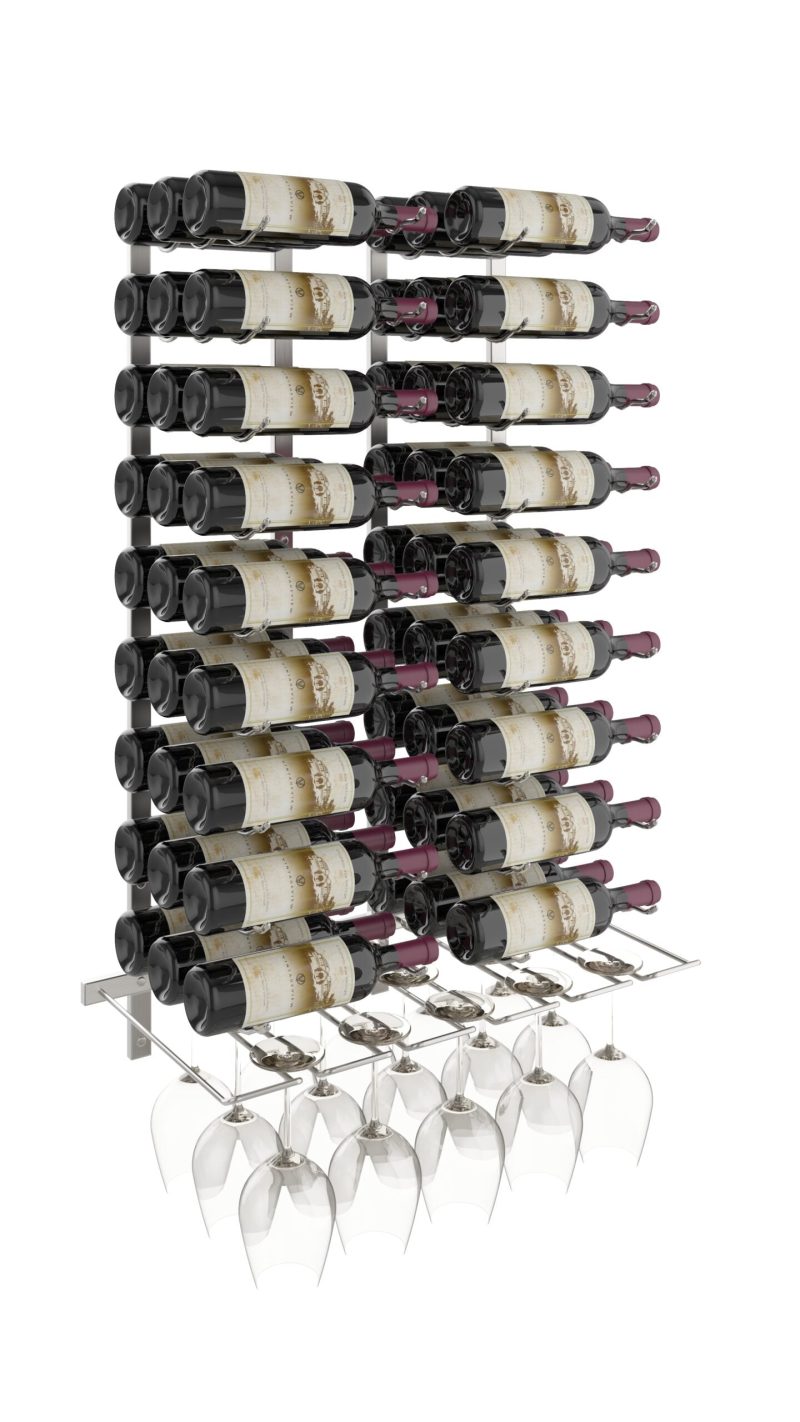 VintageView Wet Bar Wine Rack Kit Triple Brushed Nickel