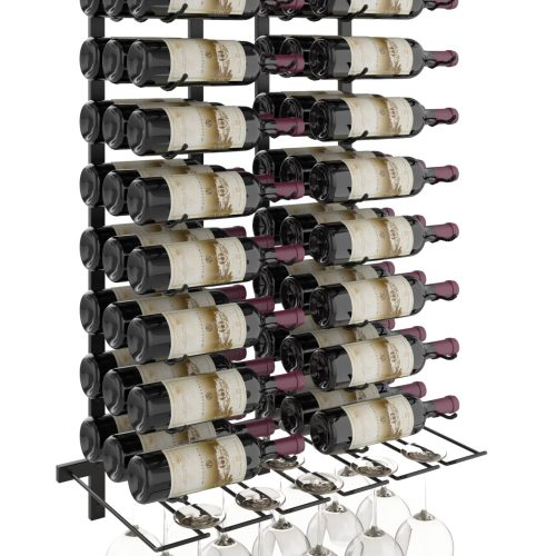 VintageView Wet Bar Wine Rack Kit Triple Matte Black