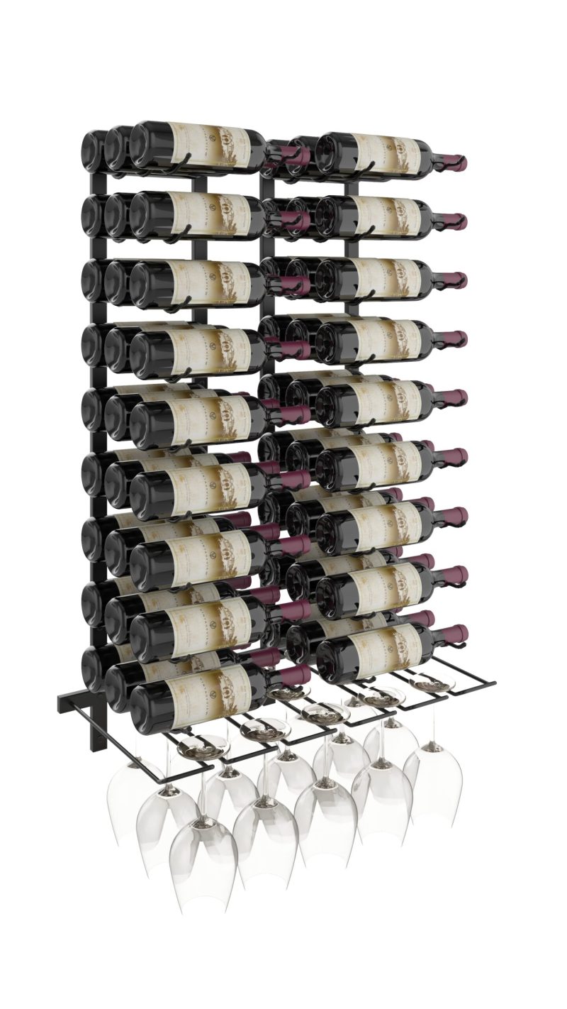 VintageView Wet Bar Wine Rack Kit Triple Matte Black