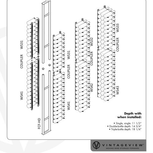 VintageViewTwo SidedFloatingWineRackKit42 84BottlesComponents