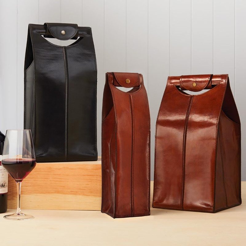 leather tote 1 bottle brown 20